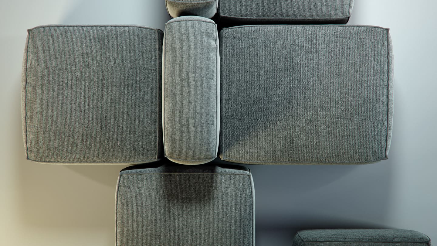 Wizualizacja sofy typu flatlay